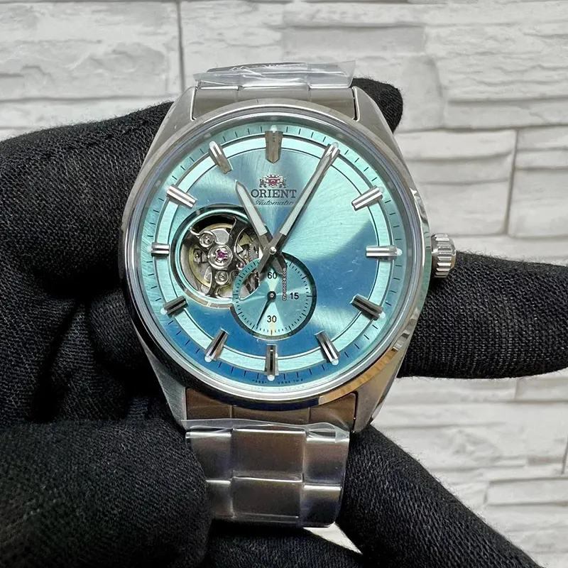 Orient Semi-skeleton Open Heart Ice Blue Men's Watch- RA-AR0009L